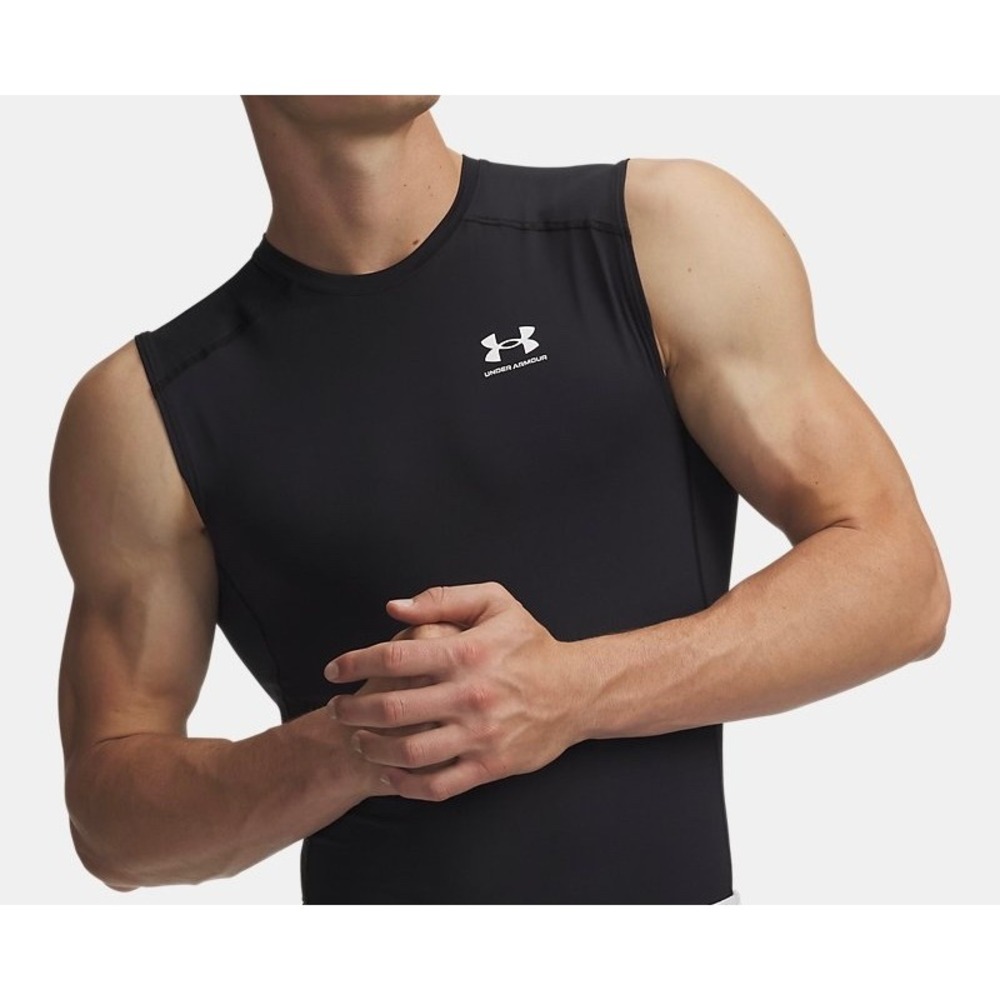 Under Armour Mens HeatGear Compression Tank Top Sleeveless Shirt Black
